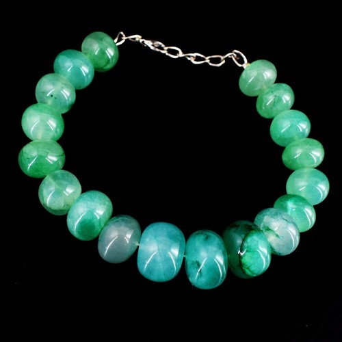 Top Grade Round Shape Green Emerald 282.Cts Beaded Wonderful Bracelet RK 09 E686 - 第 3/3 張圖片
