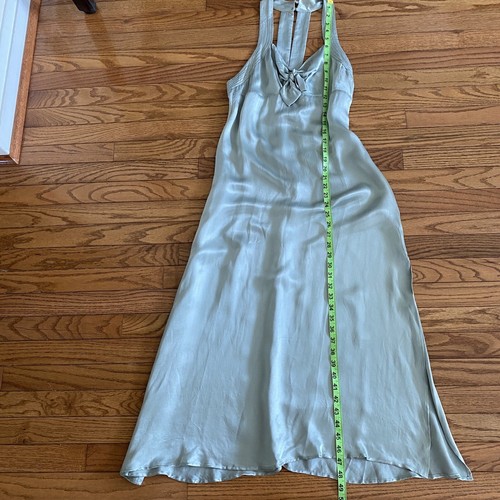 free people maxi cupro dress fromt tie size s side slit Green Nwt - Picture 4 of 10