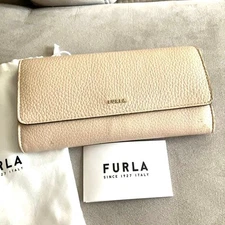 FURLA Beige Leather Flap Long Wallet
