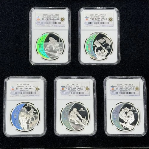 2007 Canada $25 Vancouver Olympics 5-Coin Silver Set NGC PF69 PR69 UCAM w/Box
