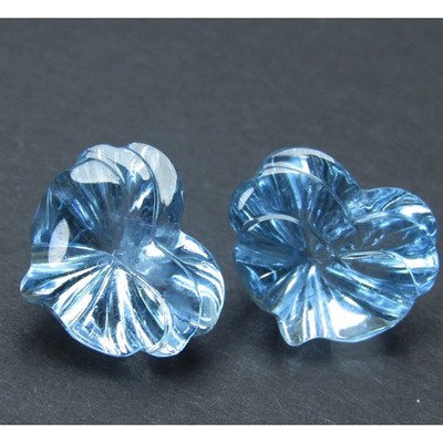 26.00Cts Stunning Natural Baby Blue Topaz  Heart Carving Matching Pair Gemstones