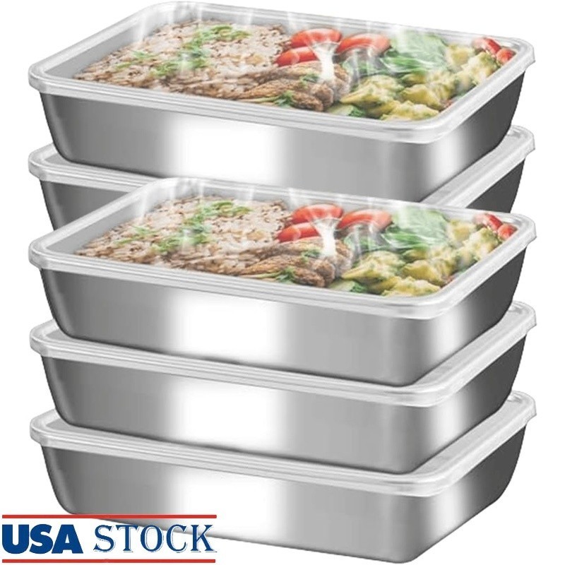 Stainless Steel Food Storage Containers Clear Lids
