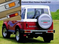Front Rear Bumper Set Silver Painted Led Lights Fits Suzuki Samurai Sierra Front Rear Bumper Set Silver Painted Led Lights Fits Suzuki Samurai Sierra