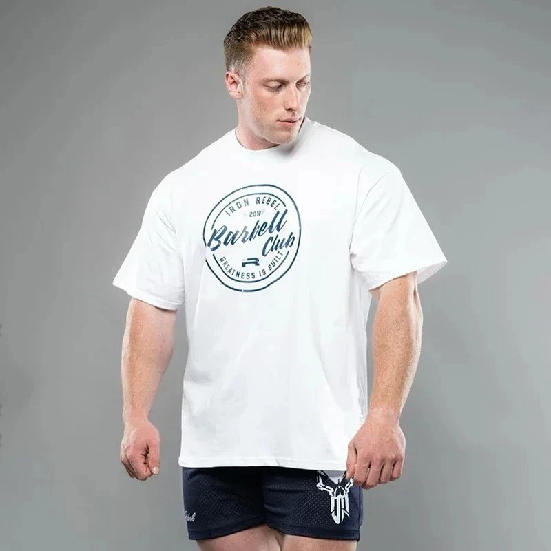 Oversized Gym T Shirt for Men’s Bodybuilding Fitness Streetwear Cotton Tee
Opens in a new window or