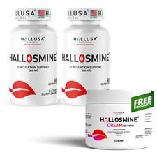 Hallusa Natural Hallosmine 300 mg Diosmin 60 Capsules  FREE Leg Vein Cream 4 oz