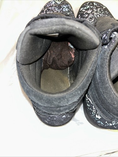 Woman Reebok freestyle high top size 7 Speckled black gray lace up retro - Picture 6 of 10