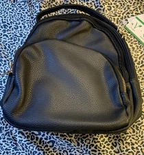 AR New York Black Vegan Faux Leather Convertible Crossbody Mini Backpack NWT J 