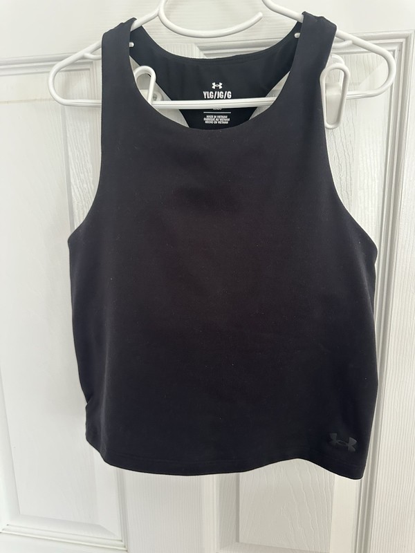 Under Armour UA Girls Youth Black Crop Racerback Sports Bra Tank Top large