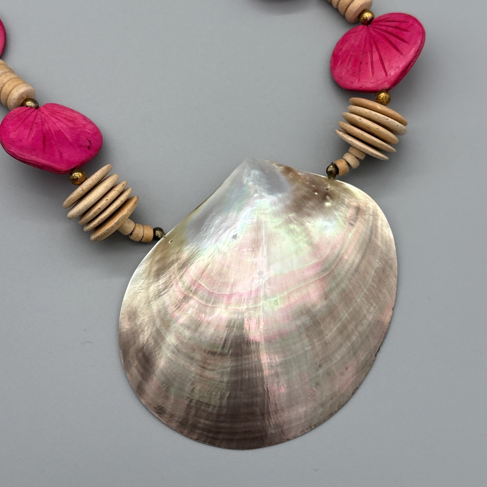 Abalone Shell Gemstone Handmade Big Statement Nec… - image 9