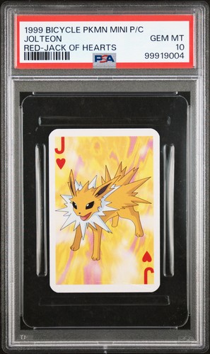 1999 BICYCLE POKEMON MINI PLAYING CARDS RED DECK JACK OF HEARTS JOLTEON PSA 10