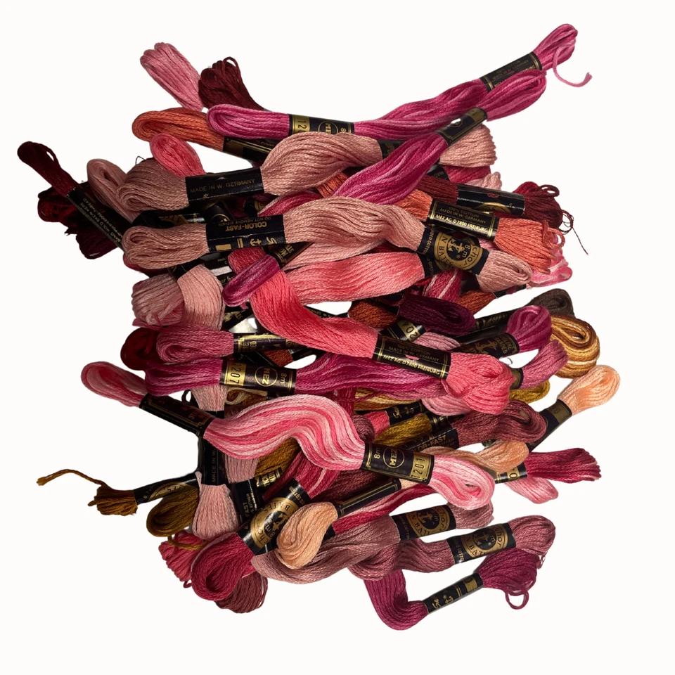 Anchor Stranded Sticktwist Mouline 8M Emb Thread Lot of 36 Shades of Pink/Brown - Image 2 of 2