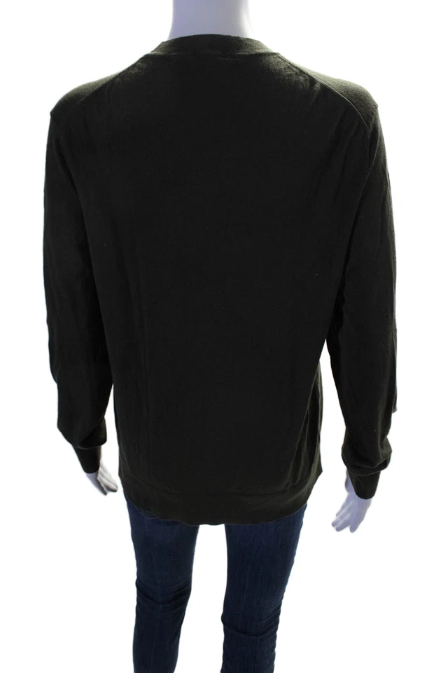 Теория женщин шерсти длинным рукавом круглый вырез вязаный ребро свитер зеленый размер M - Изображение 3 из 4