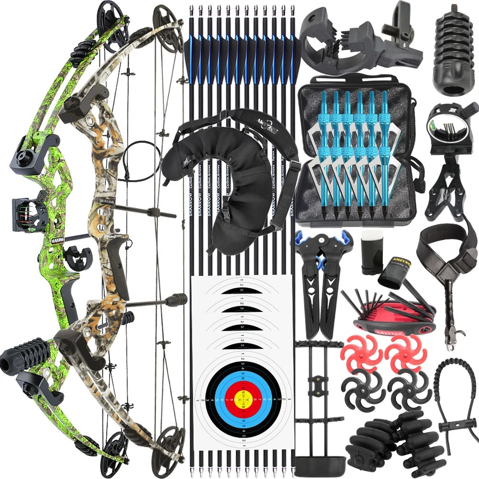 Archery Compound Bow30-55lbs Fishing Hunting Arrows Adjustable Target RH LH - Image 3 of 4