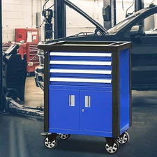 4-Drawers Tool Box Cart Tool Storage Cabinet Rolling Tool Chest Wheels Lockable