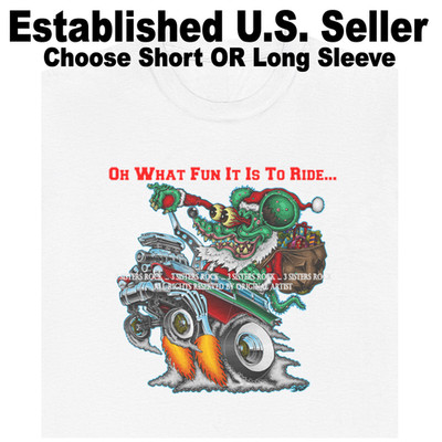 Christmas Rat Racer Santa Fun To Ride Hot Rod Holiday Cartoon Car T Shirt