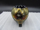 Northwood Carnival glass 3 Footed Rose Bowl Ruffled Edge “Fine Cut Roses” Chip