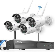  500G Hard Drive Hiseeu 5MP Wireless Security Camera System with One-Way Audio,