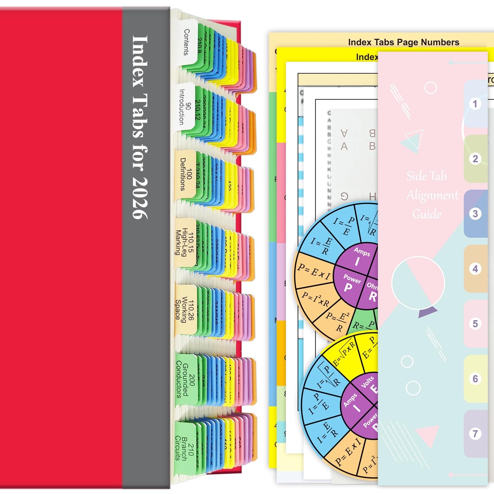 Reafanta Index Book Tabs for NEC 2026 Code Book, Side + A-Z Multiple Colors
