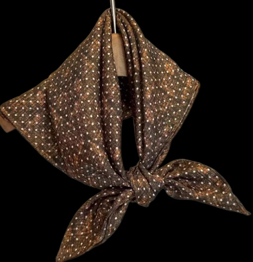 100% Seda 20" Bufanda Cuadrada Hombres Mujeres Pañuelo Envoltura Lunares Marrón SC20-BF Foto 4 de 4