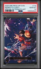 2025 ONE PIECE OP13 #119 MONKEY D. LUFFY SPECIAL ALTERNATE ART PSA 10
