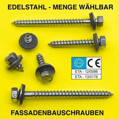 FASSADENBAUSCHRAUBEN MIT ETA EDELSTAHL A2 6,5 x 13 - 200mm TRAPEZBLECH 16mm EPDM