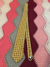 XMI Silk Tie. Blue and Yellow Geometric 59” x 3.75” Made In USA Italian Silk Tie