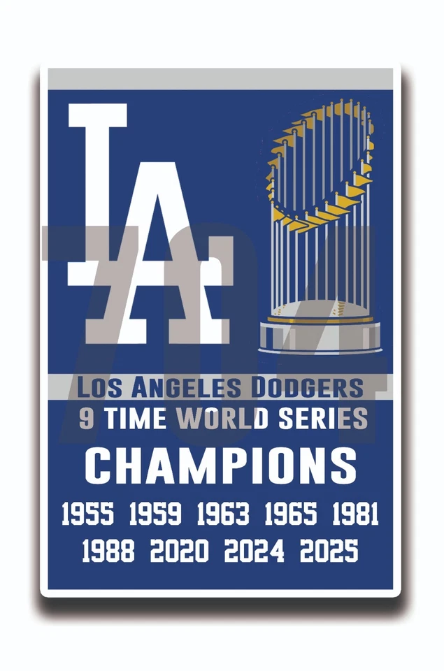 Los Angeles Dodgers 2025 World Series Champions 9 time Decal Sticker