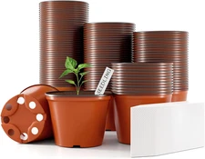 100 Pcs Plant Nursery Pots, 4 Inch Small Plant Seedling Pots with Labels Plastic