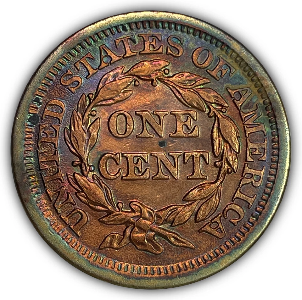 1854 Braided Hair Large Cent Almost Uncirculated AU Coin, Cleaning #27471 - Image 2 of 3