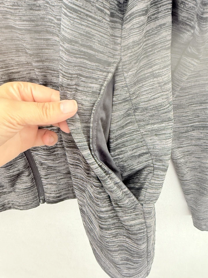 PGA Tour Grey Heather Full Zip Track Jacket Stretch Fabric 3 Pockets Mens S - Image 3 of 4