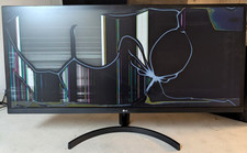 CRACKED LG 34" IPS LED UltraWide FHD IPS FreeSync Monitor 34WL600 FOR PARTS