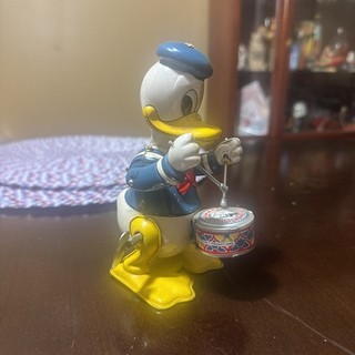 1950s Donald Duck Drummer Tin Litho Wind Up Marx Toy All Original Excellent