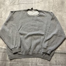 Russell Athletic Sweatshirt Mens L Gray Fleece Crewneck Dri-Power Blank
