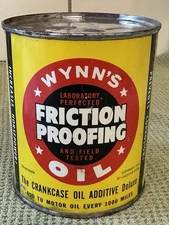Original NOS Vintage WYNN’S FRICTION PROOFING 1 PINT Metal CAN OLD FULL