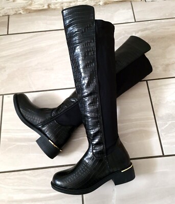 Ladies Over the Knee High Faux Leather Elastic Long Riding Boots