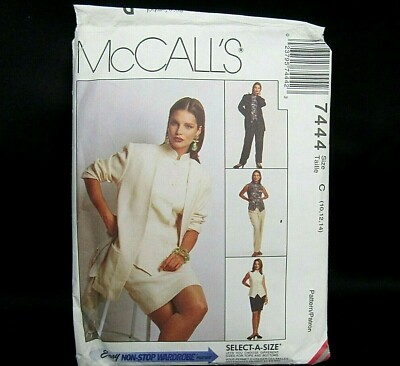 Vtg McCalls Pattern 7444 Misses Boxy Jacket Top Pleated Pants Skirt Sz ...