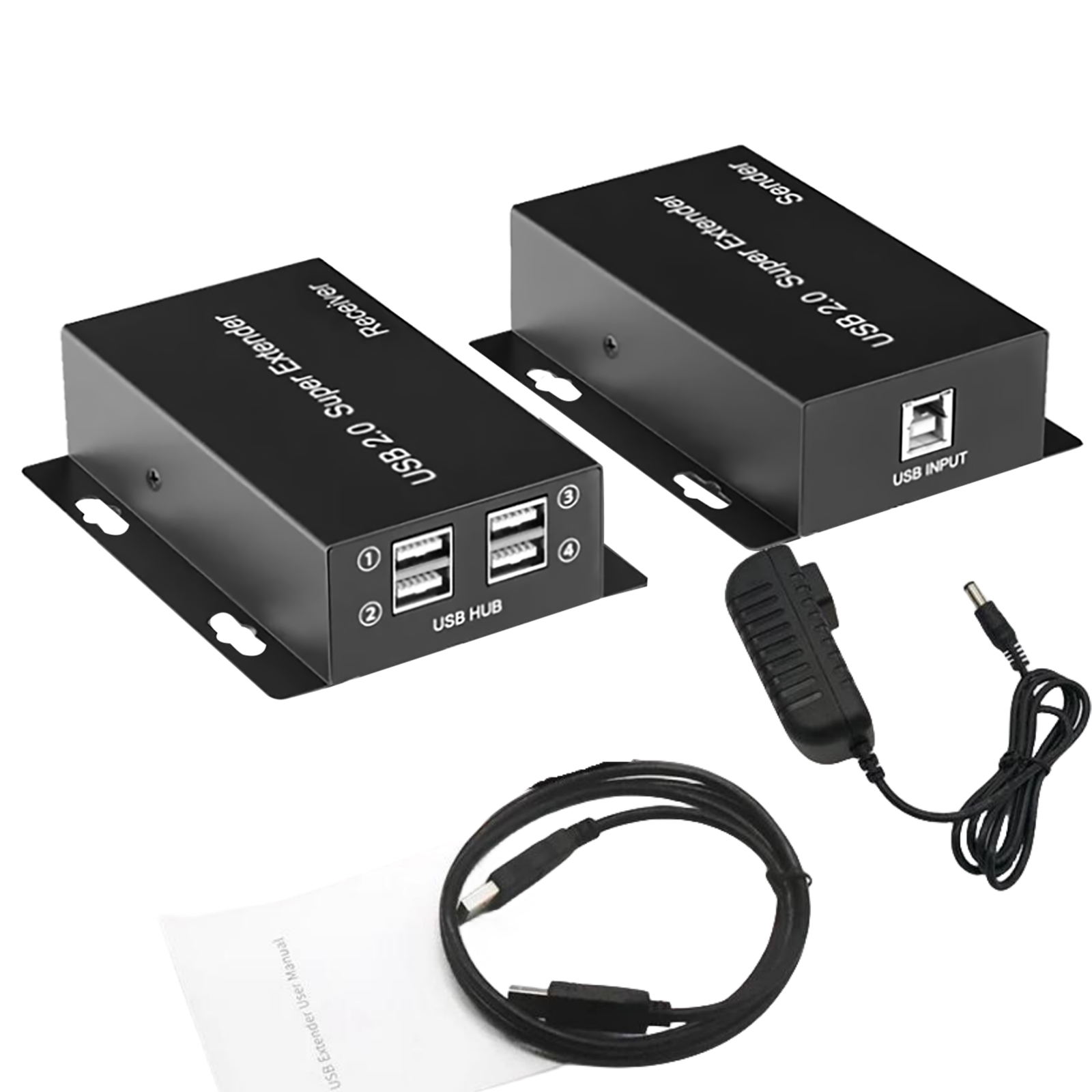 50m USB 2.0 Ethernet Extender with 4 Ports for LAN Over Cat5e/6/7