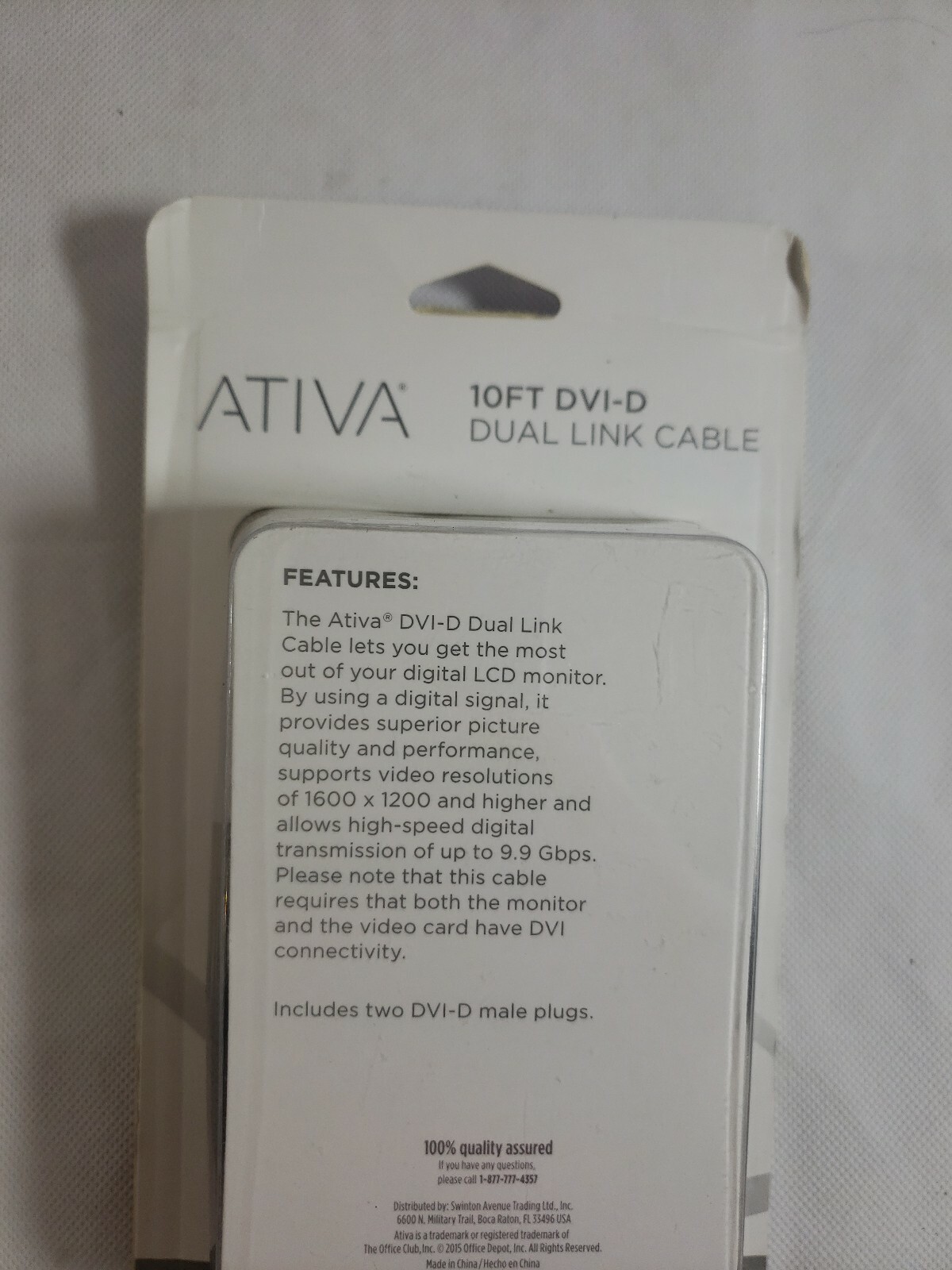 Office Depot Ativa(TM) DVI Gold Dual-Link Monitor Cable, 10ft. (26840)  Monitor Cable for sale online | eBay
