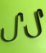 2 Black Metal Hooks, about 3.5” long, 3/8” wide, Home & Business Organization