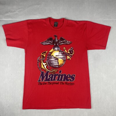 Vintage Single Stitch 90 s Marine Corps T-shirt Red EGA Large The Few The Proud