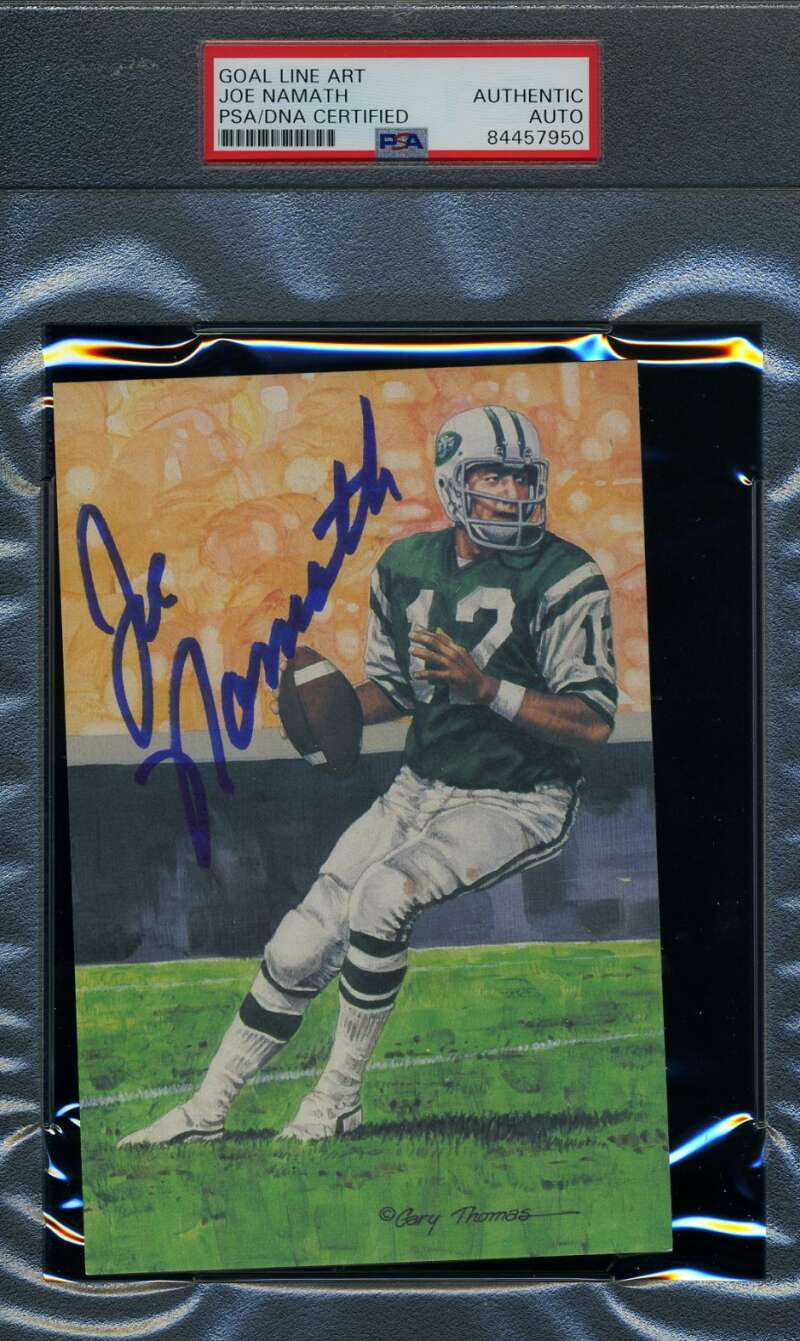 Joe Namath PSA DNA Slabbed Signed Goal Line Art Card Autograph GLAC