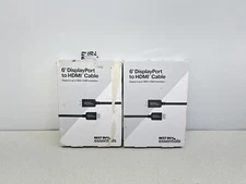 *LOT OF 2* Best Buy essentials- 6' DisplayPort to HDMI Cable - Black -