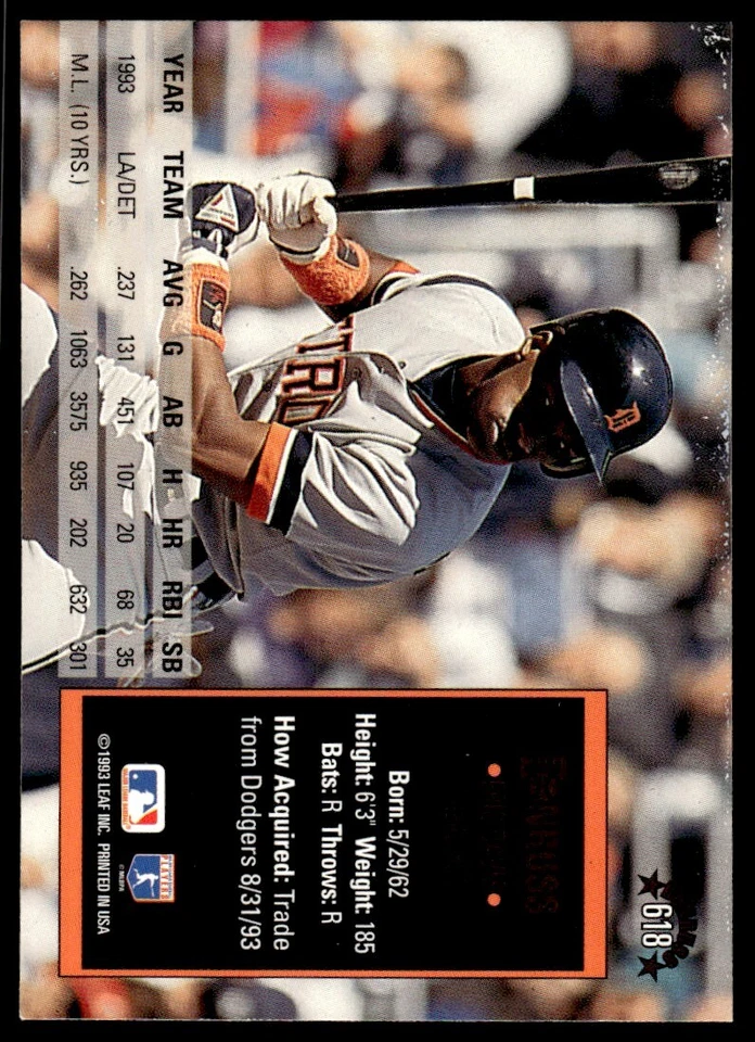 1994 Donruss Baseball Card Eric Davis Detroit Tigers #618 - Image 2 of 2