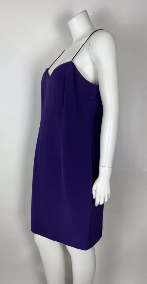 Vestido de fiesta Rickie Freeman para mujer 100 % seda púrpura correa de espagueti 14 Foto 2 de 4