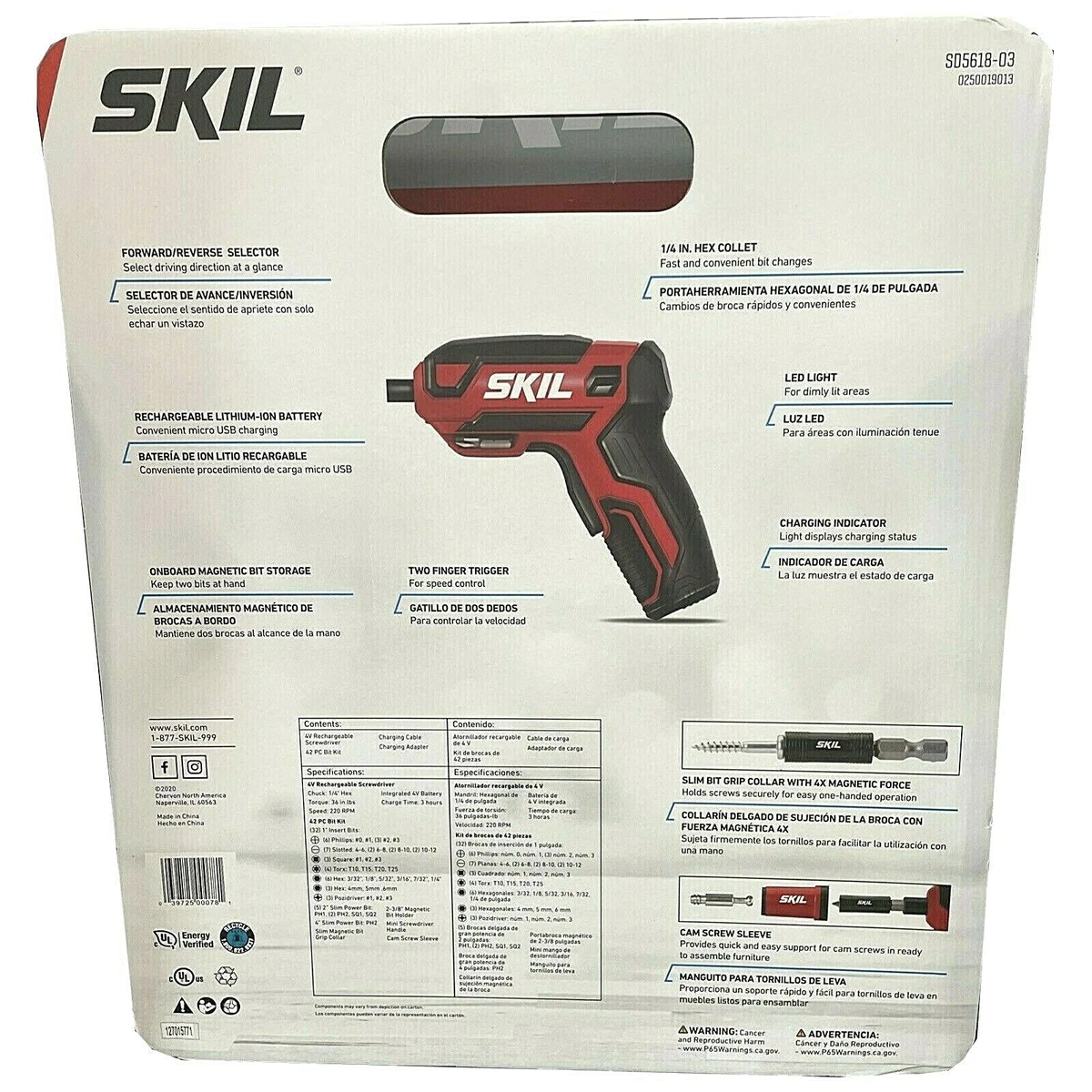 SKIL 4V Rechargeable LED Pilot Screwdriver with 42 Pc Bit Kit