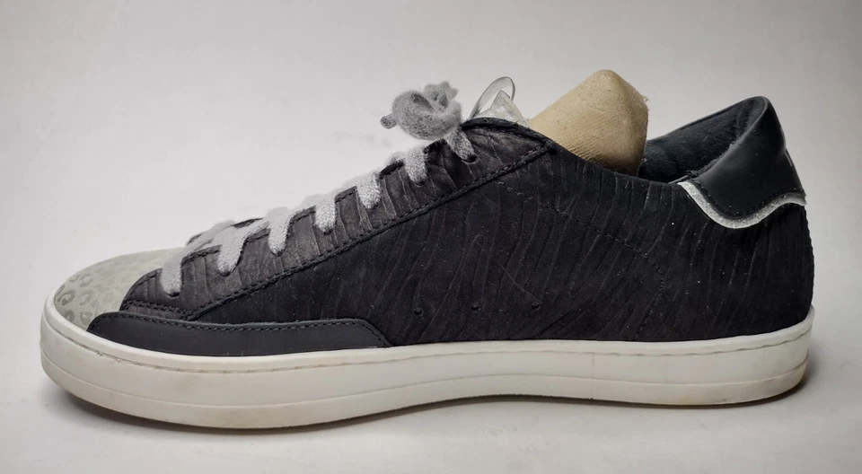 P448 John состаренная зебра черная замша металлический серый на шнуровке низкий верх ЕС 37 США 7 - Изображение 3 из 4