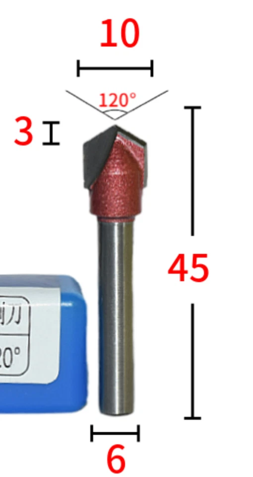 1PCS 6mm X 10mm x 120 Degree Chamfer Chamfering CNC Engraving 3D Router Bit - Image 4 of 4