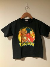 Vintage 1999 Pok mon Charizard Charmander Youth Large Black T-shirt