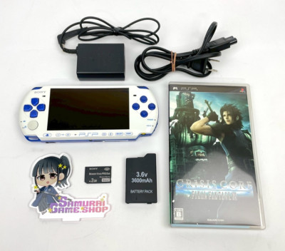 Sony PSP-3000 White Blue Console & FF7 CRISIS CORE PlayStation