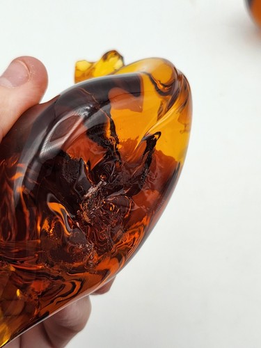 Set 3 Art Glass Figures. 2 MCM Pilgrim Glass Honey Amber Bird,Snail, & Bird - Picture 14 of 18